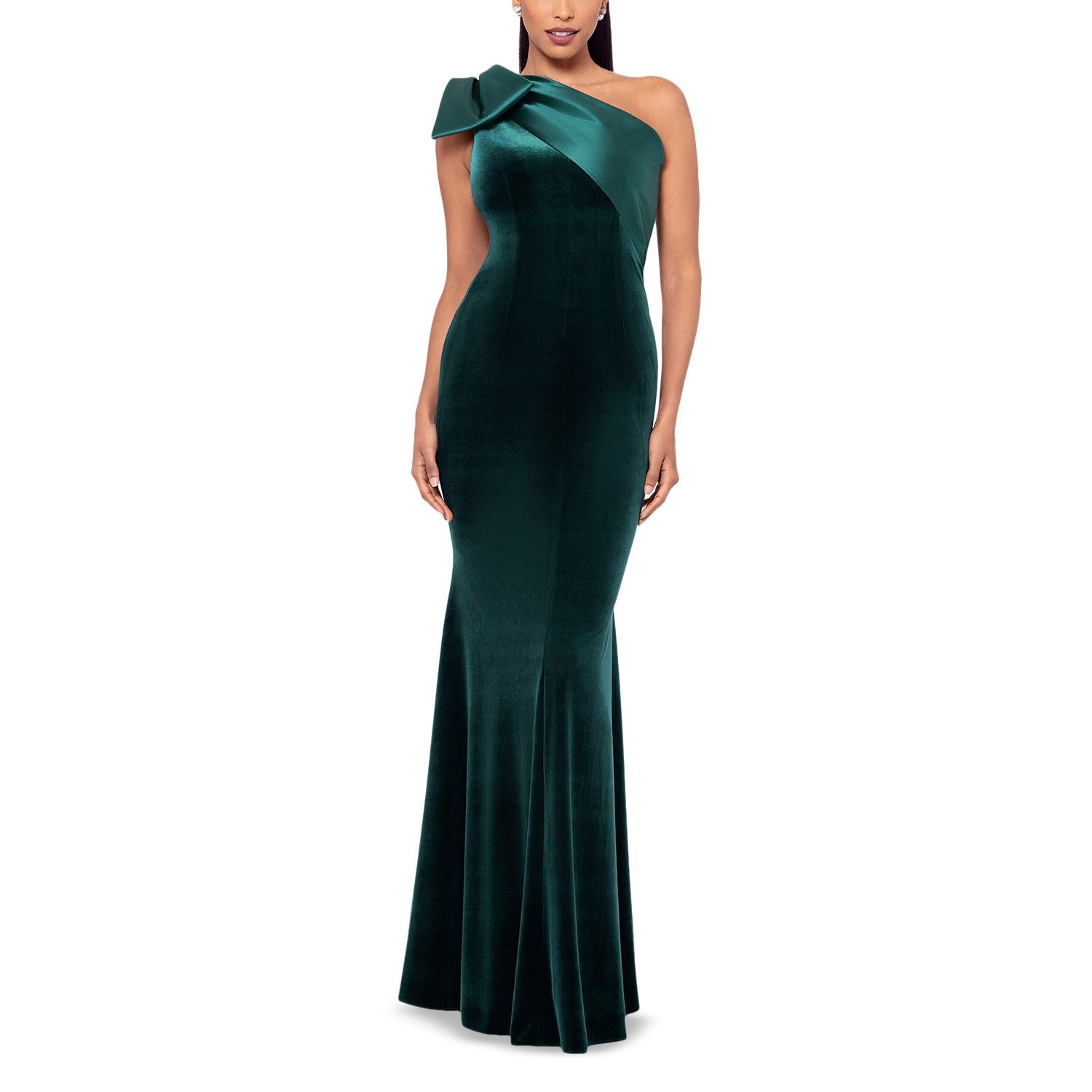 Aqua Hunter Green Velvet Gown - Size 8 - NWOT