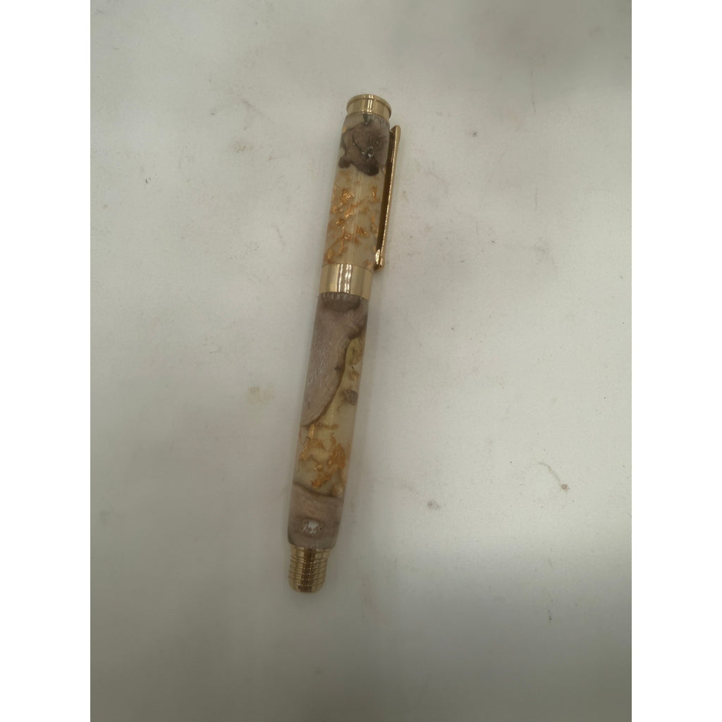 Beaufort Leveche Rollerball Pen, Gold Hardware, Epoxy Flake, Grapevine, Refillable, SKU 1435