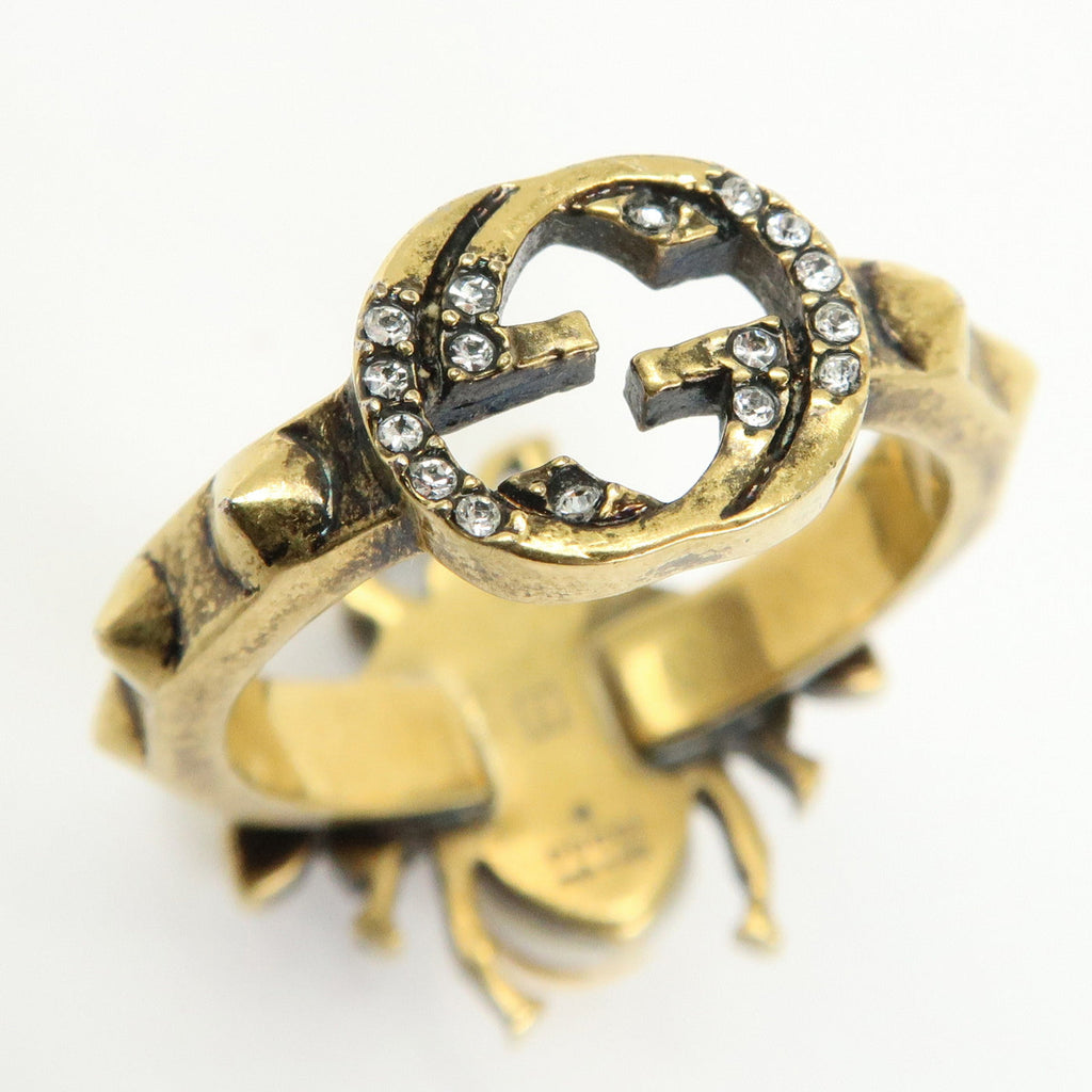 6695 - Gucci Metal Strass Pearl Bee Ring - Size US 6.5