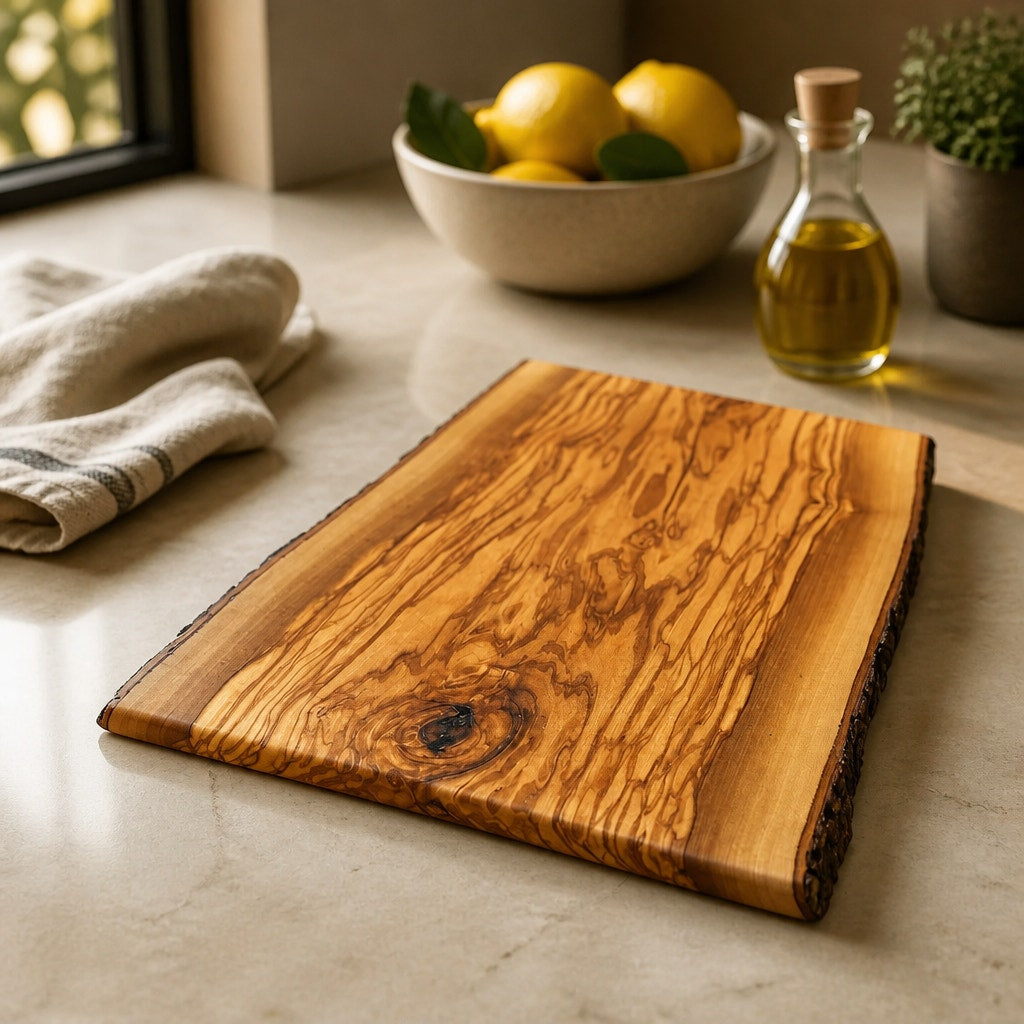 Italian Olive Wood Charcuterie Board Platter, handcrafted serving board, stunning grain, live edge, durable kitchen gift