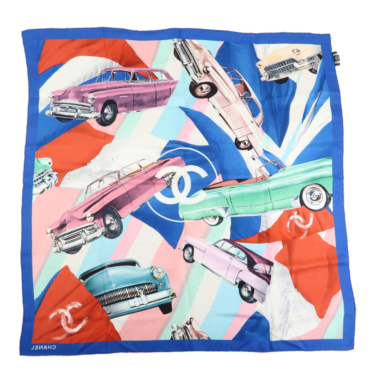 6177 - CHANEL Silk 100% Scarf Classic Car Print