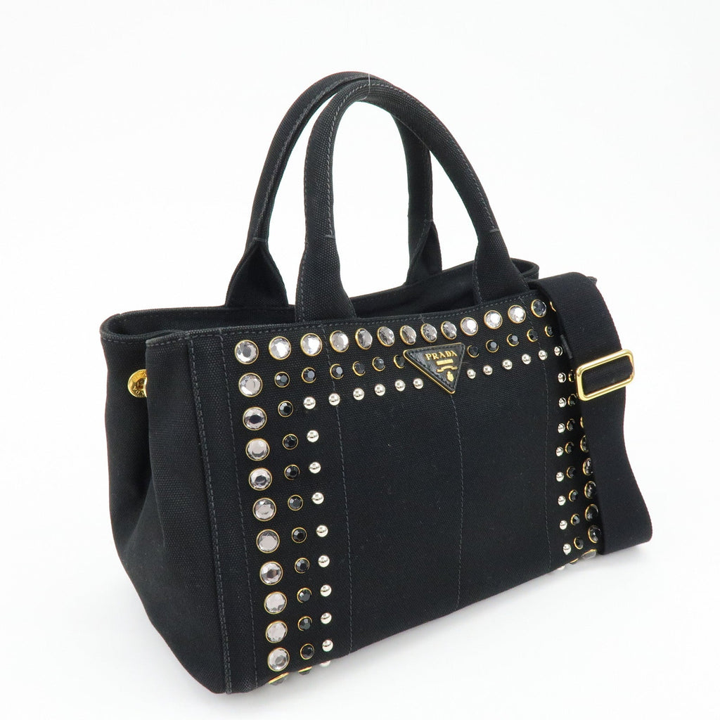 6749 - Prada Canapa Mini Canvas 2Way Tote Bag - Black