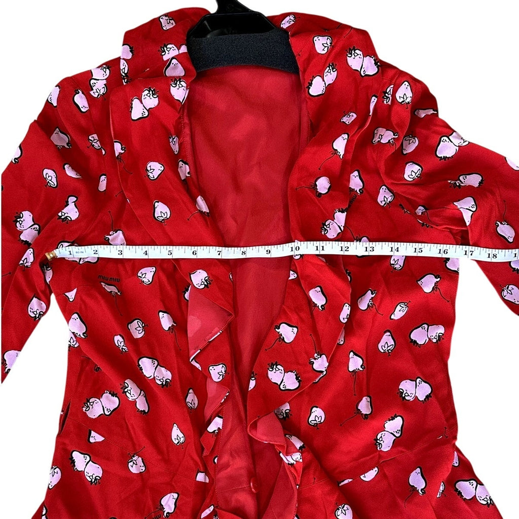 Miu Miu Strawberry Print Wrap Dress - Size 40