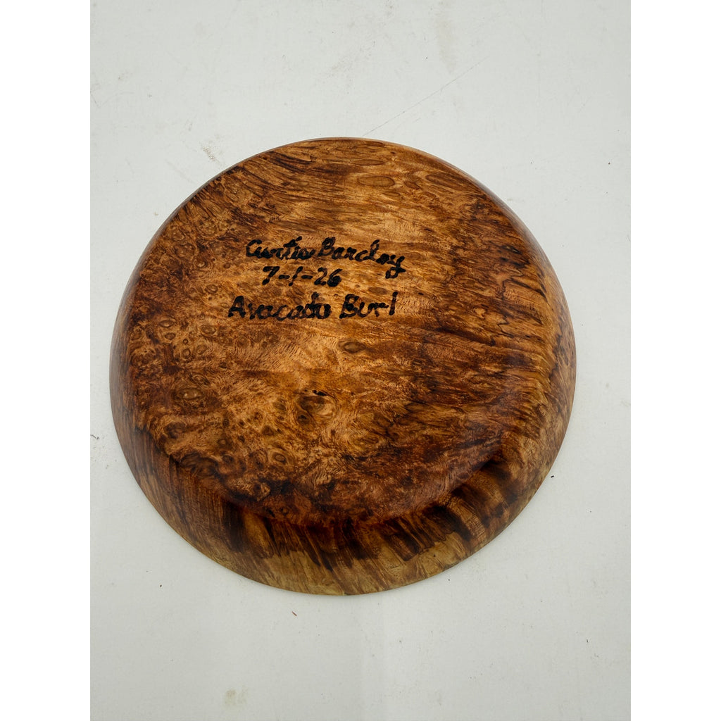 Avocado Burl Hand Turned Wood Bowl, 7.75 x 1.5 inches, food safe finish, handcrafted, one of a kind