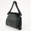 7415 - Chanel Mouton Leather Chain Shoulder Bag - Black & Silver
