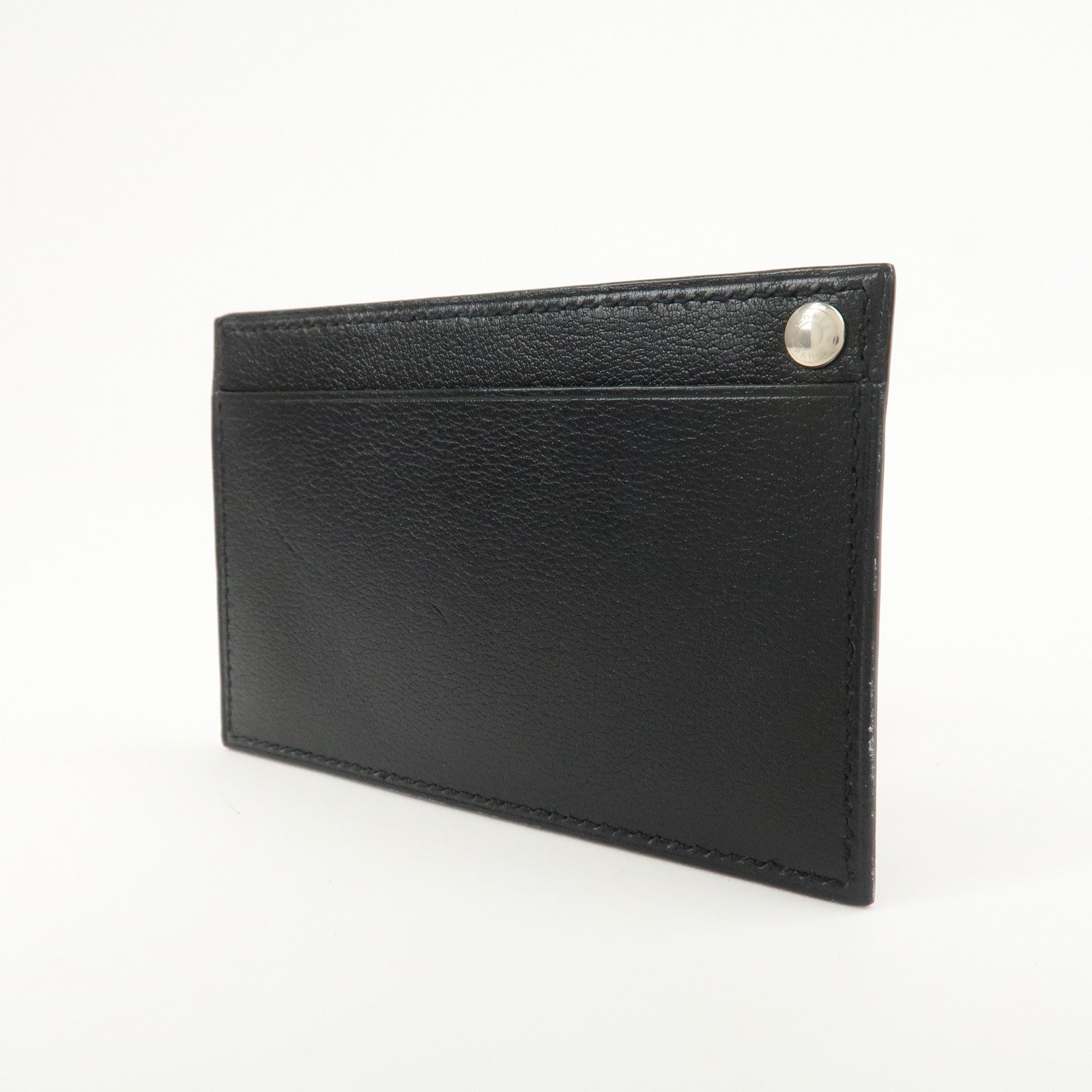 6682 - Hermes Evercalf Leather Chouchou Serie Button I Stamped Pass Case Black