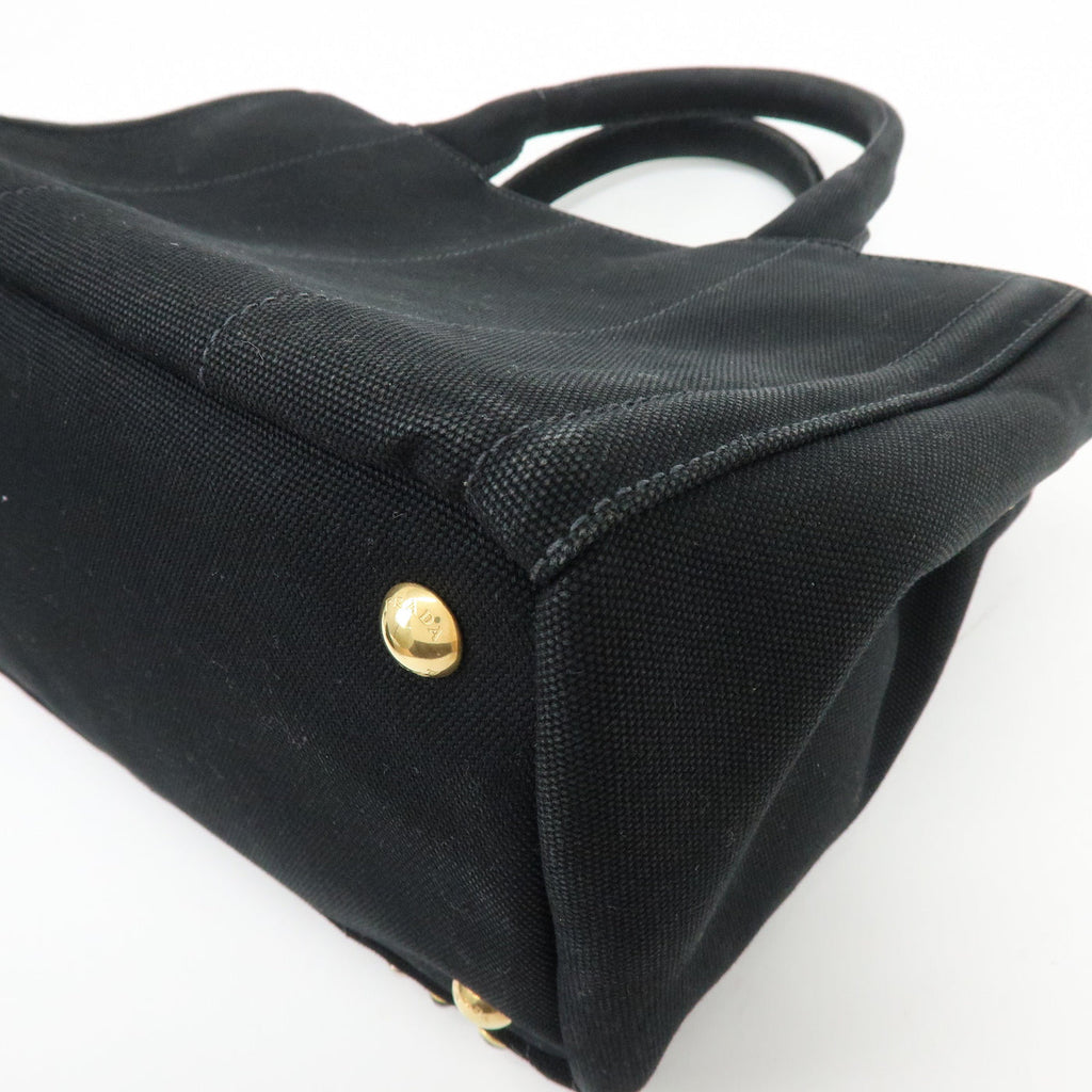 6749 - Prada Canapa Mini Canvas 2Way Tote Bag - Black