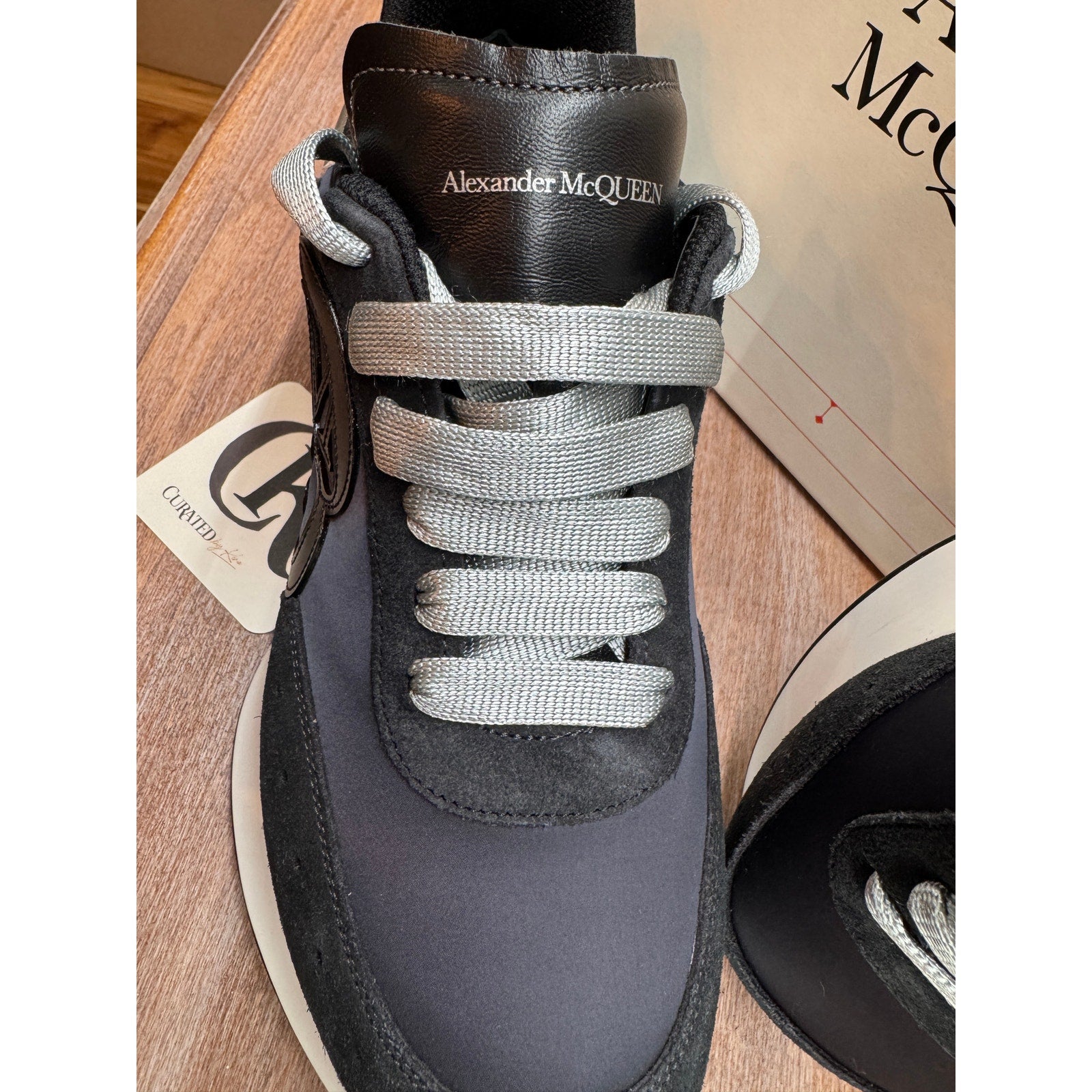 Alexander McQueen Black & Silver Oversized Sneakers Size 41 NEW