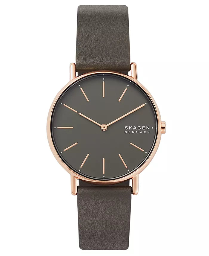 Skagen Women's Signatur Charcoal Leather Strap Watch 38mm