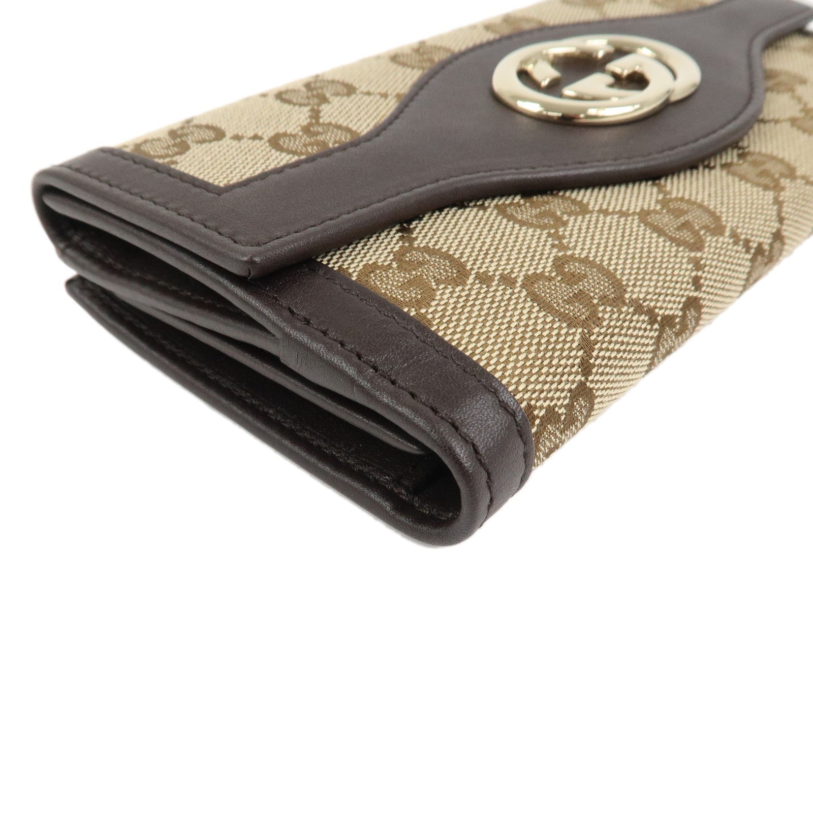 6684 - Gucci Interlocking G Canvas Leather Double Flap Long Wallet