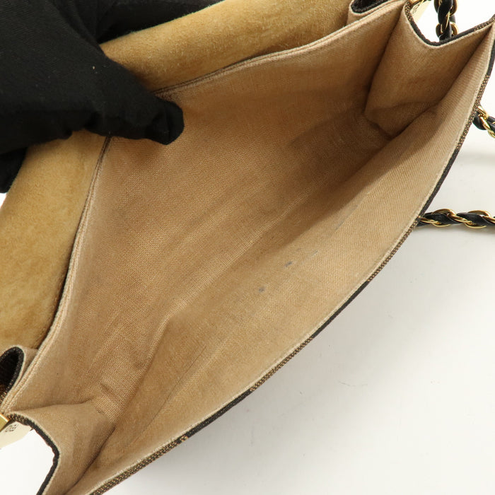Fendi Claudia Pequin Canvas Leather Shoulder Bag Brown