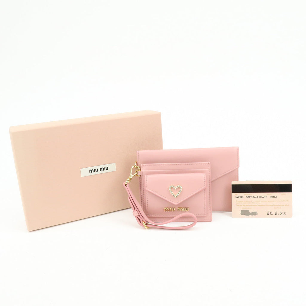 6836 - Miu Miu Madras Love Envelope Pouch Wristlet Pink Crystal Heart