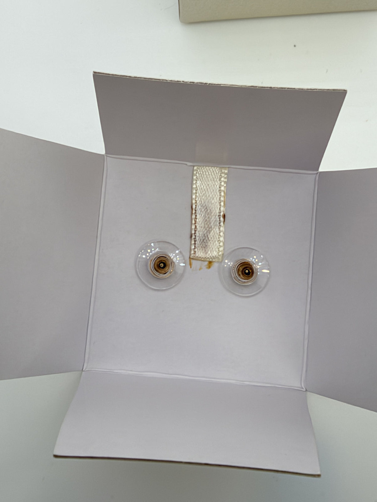 14K Gold Heart Stud Earrings Safety Back Gift Box Pavé Crystal Accent Women's - Image 4