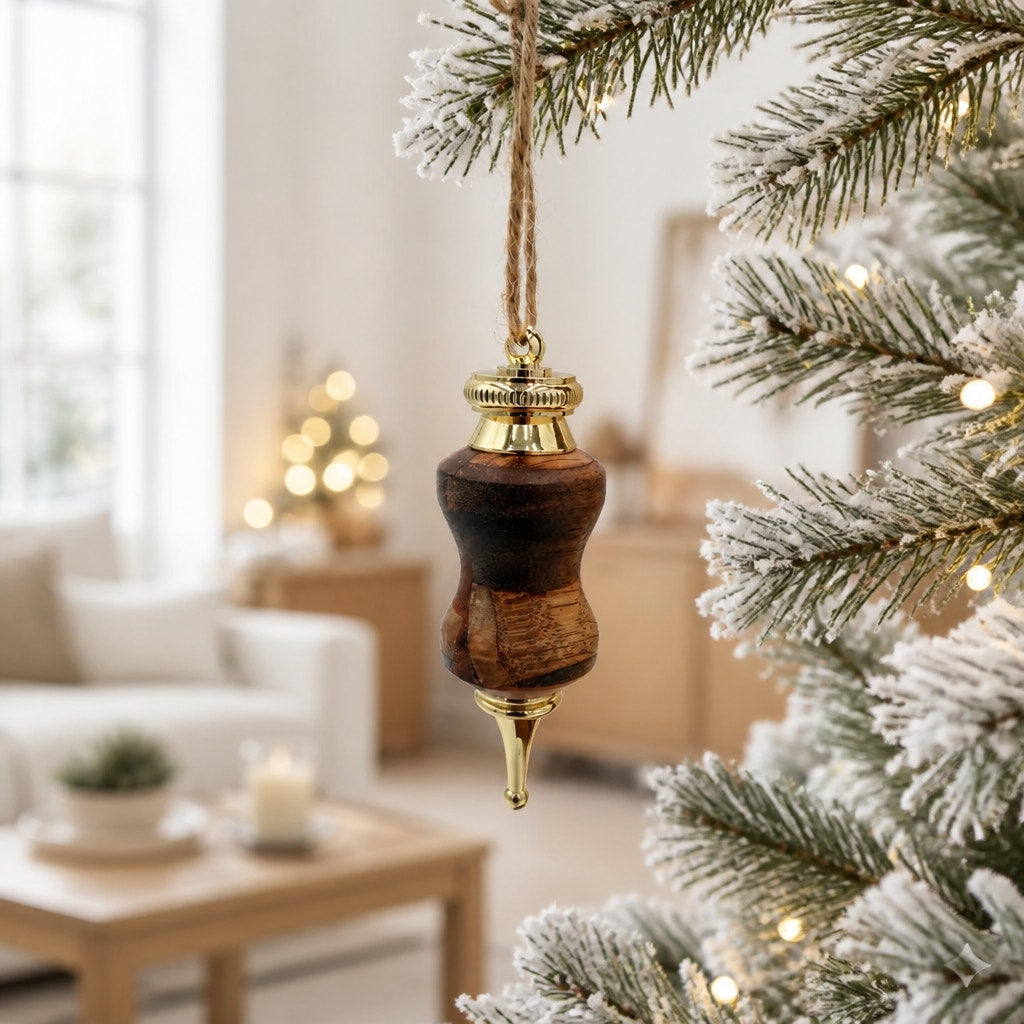 Hand Turned Christmas Ornament Collection, Wood and Epoxy, 2.5 Inch, One of a Kind