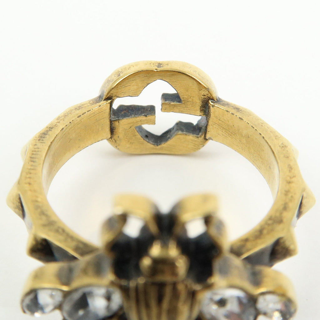 6695 - Gucci Metal Strass Pearl Bee Ring - Size US 6.5