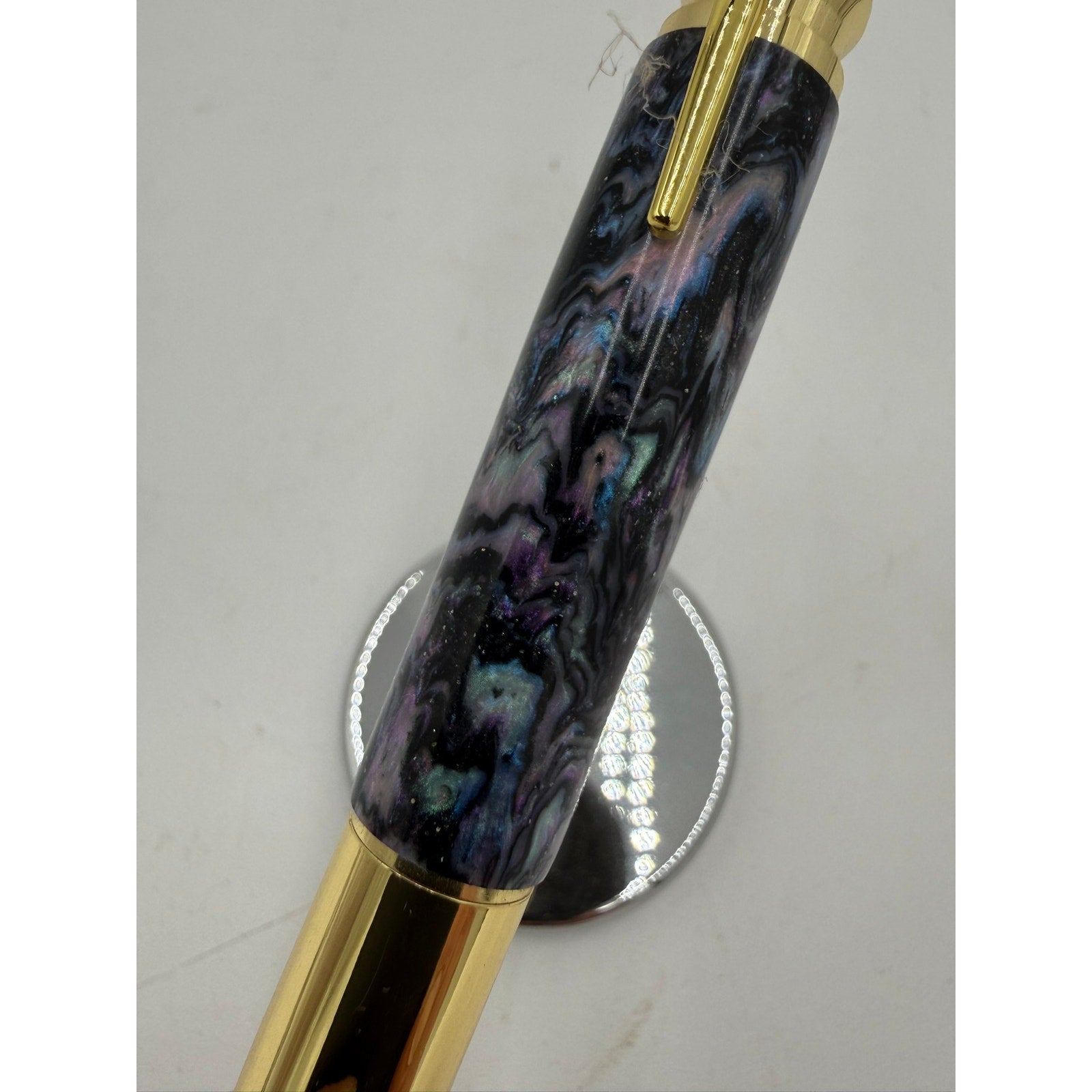Hand Turned Purple Epoxy Bolt Action Pen, rollerball refill, executive writing gift, smooth ink, handmade USA