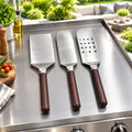 Handcrafted Griddle Spatula Set of 3, Roasted Maple Handles, Stainless Steel Blades, Gift Box