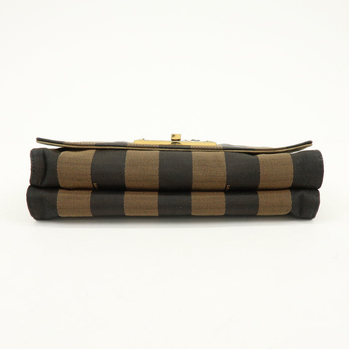 Fendi Claudia Pequin Canvas Leather Shoulder Bag Brown