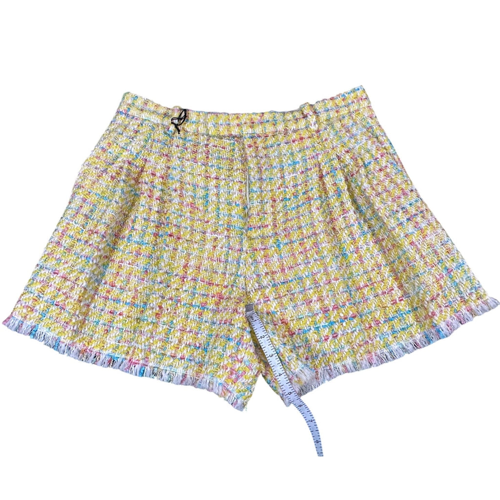 Gucci Yellow Tweed Wool Blend High Rise Shorts GG Buttons NWT Size 46