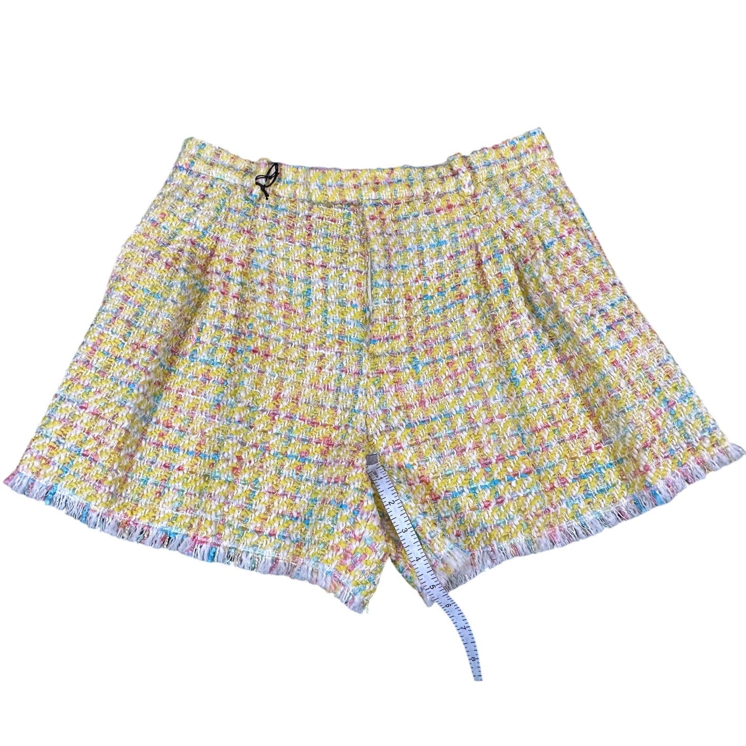 Gucci Yellow Tweed Wool Blend High Rise Shorts GG Buttons NWT Size 46