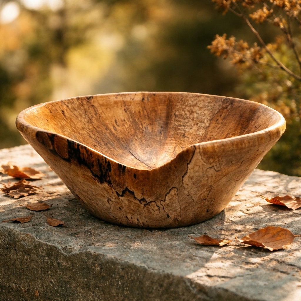 Rustic Modern Spalted Maple Wood Bowl, hand turned, 6.25 x 3.25 dimensions, food safe, decorative and practical