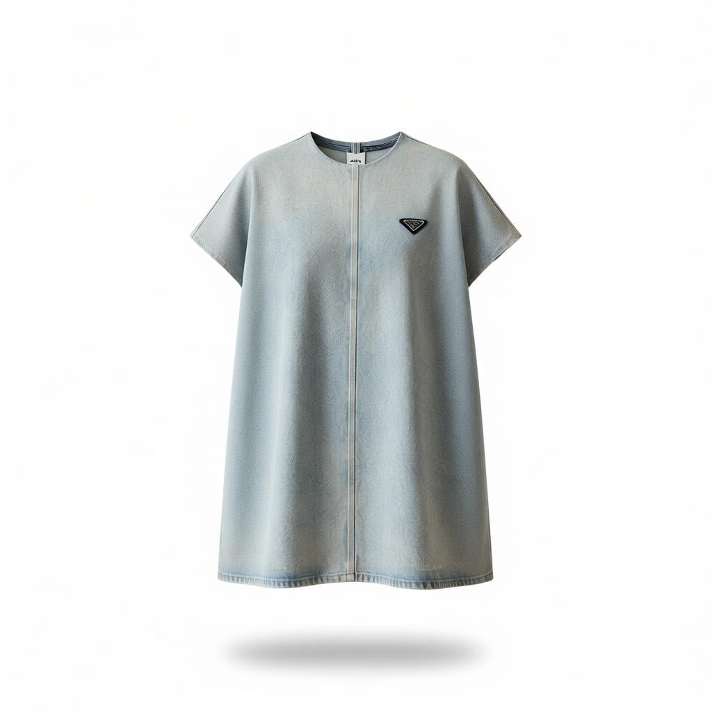 Prada Denim Shift Dress Light Blue Size 38 Excellent Condition