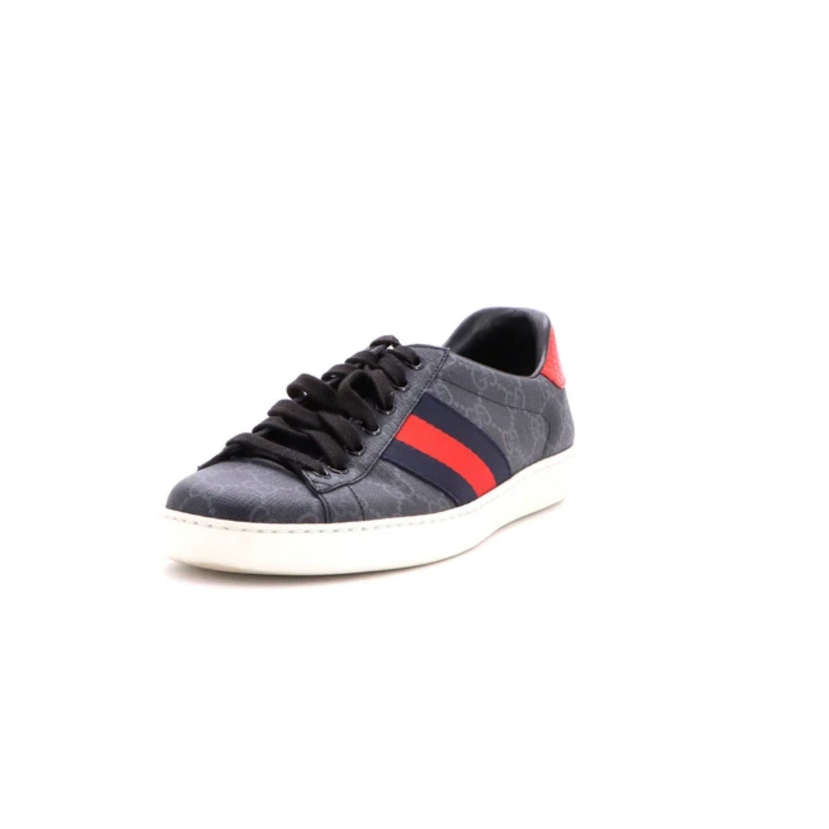 Gucci Ace Black Sneakers GG Coated Canvas - M 6.5 - Image 1