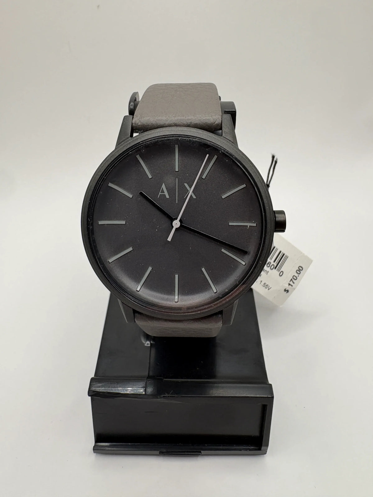 Armani Exchange Cayde AX2764 Gray Leather Men's Quartz Watch - Image 1