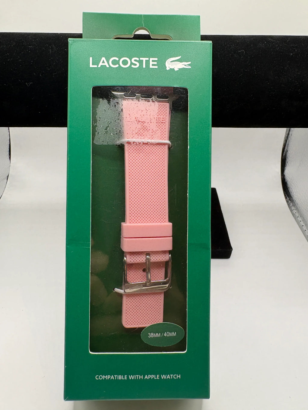 Lacoste Petit Piqué Pink Silicone Apple Watch Band 38/40mm - Image 1