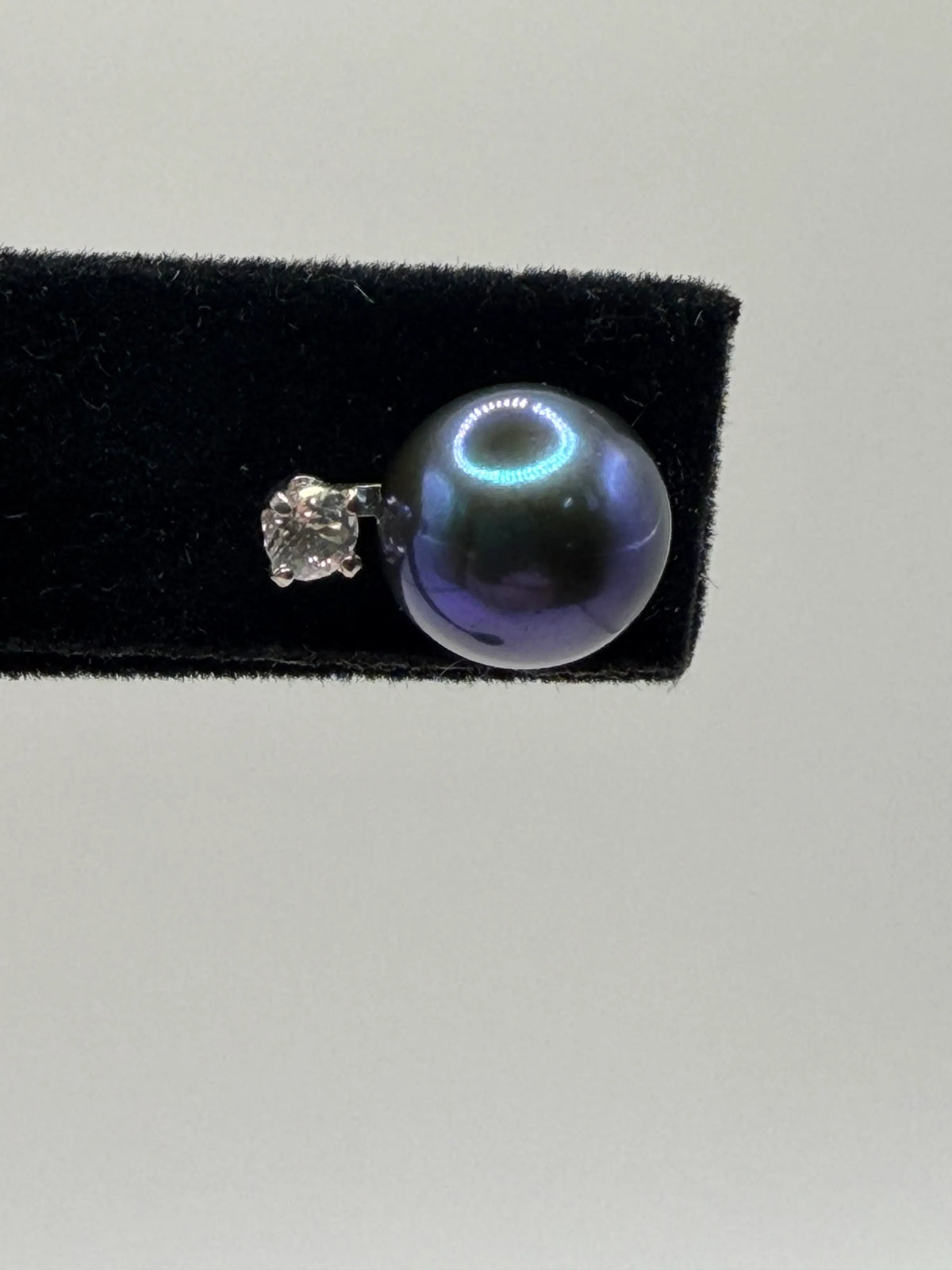 Macy's Black Peacock Cultured Pearl Diamond Accent Stud Earrings - New - Image 4