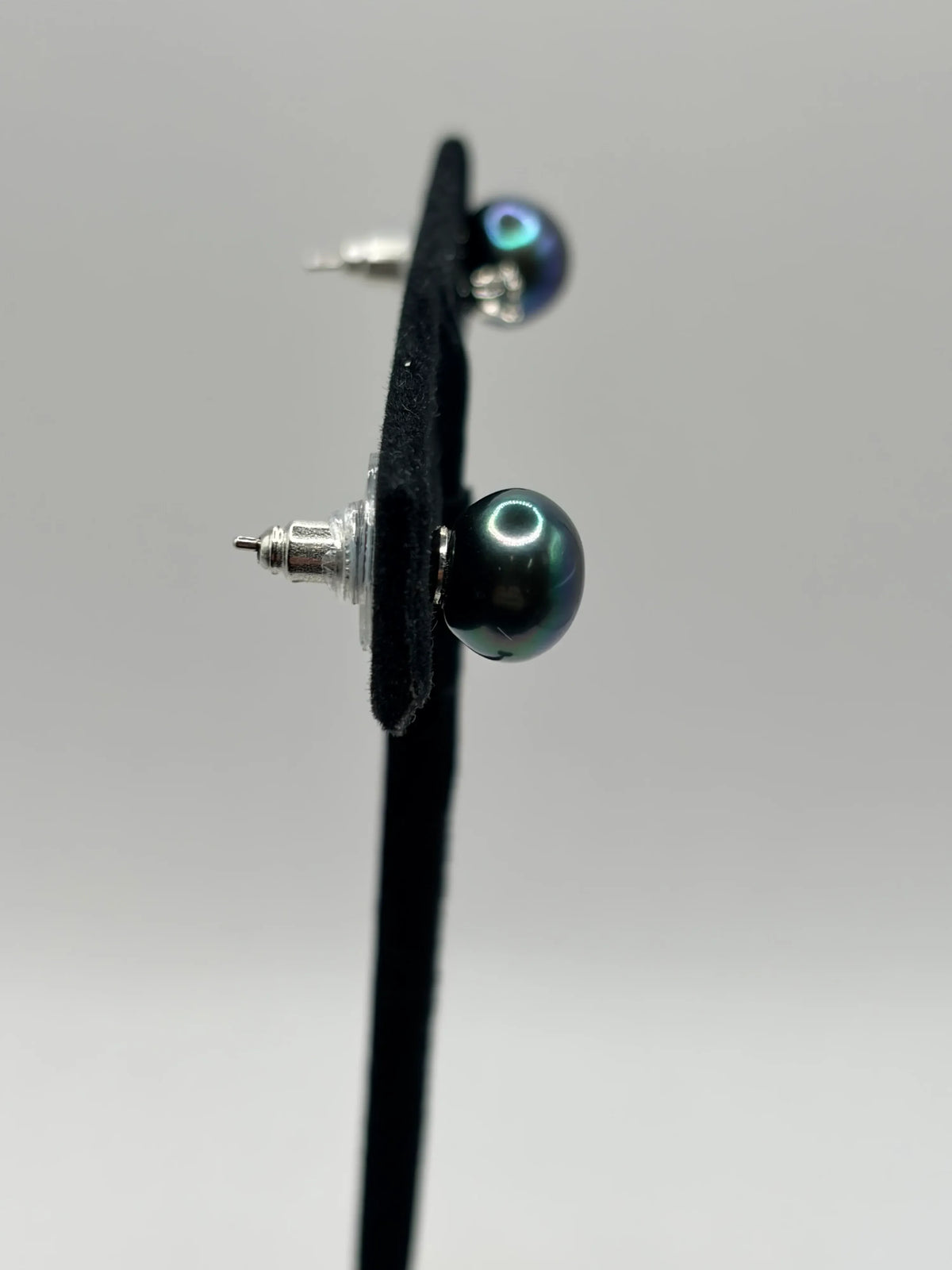 Macy's Black Peacock Cultured Pearl Diamond Accent Stud Earrings - New - Image 5