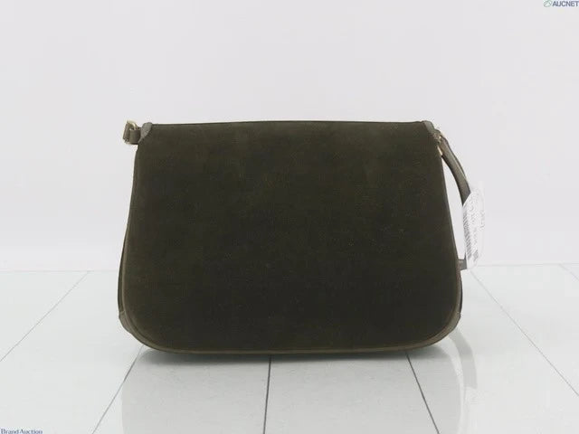 7508 - Gucci Horsebit 1955 Suede Green Shoulder Bag Vintage - Image 2