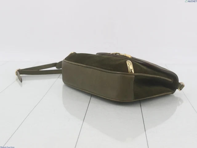 7508 - Gucci Horsebit 1955 Suede Green Shoulder Bag Vintage - Image 6