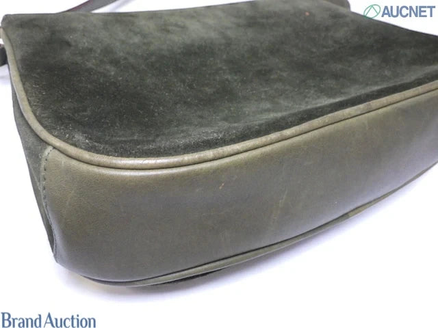 7508 - Gucci Horsebit 1955 Suede Green Shoulder Bag Vintage - Image 9