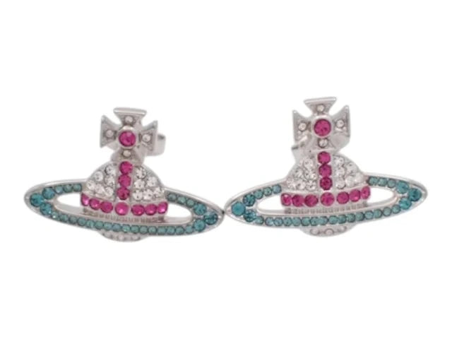 7518 - Vivienne Westwood Crystal Orb Earrings Silver-tone - New in Box - Image 1