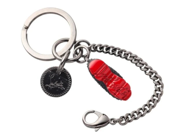 7513 - Christian Louboutin Spike Sneaker Keychain Black Red Sole - Image 2