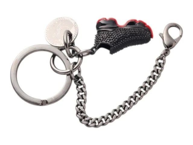 7513 - Christian Louboutin Spike Sneaker Keychain Black Red Sole - Image 3