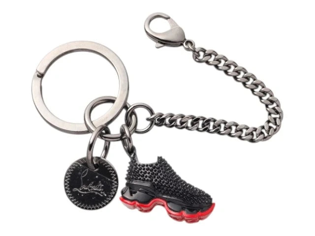 7513 - Christian Louboutin Spike Sneaker Keychain Black Red Sole - Image 1