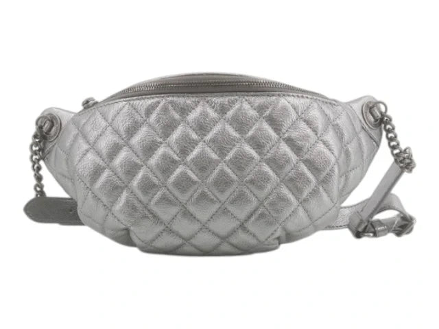 7503 - Chanel Banane Matelasse Caviar Leather Waist Bum Bag Silver - Image 1