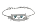 7507 - Christian Dior Cat Motif Bracelet Silver Tone Turquoise - Image 1