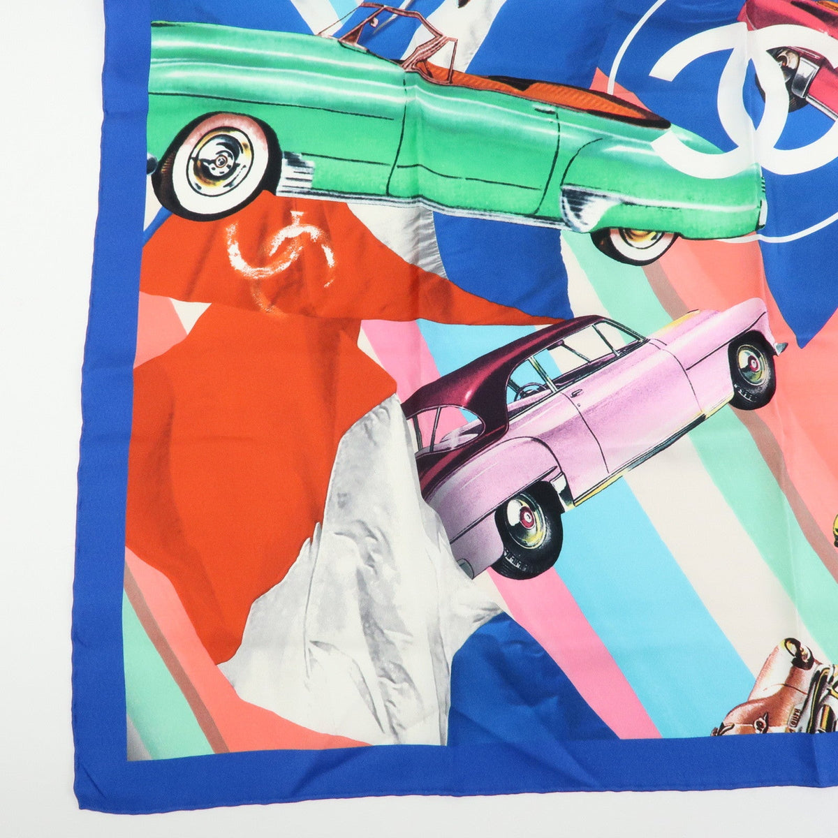 6177 - CHANEL Silk 100% Scarf Classic Car Print