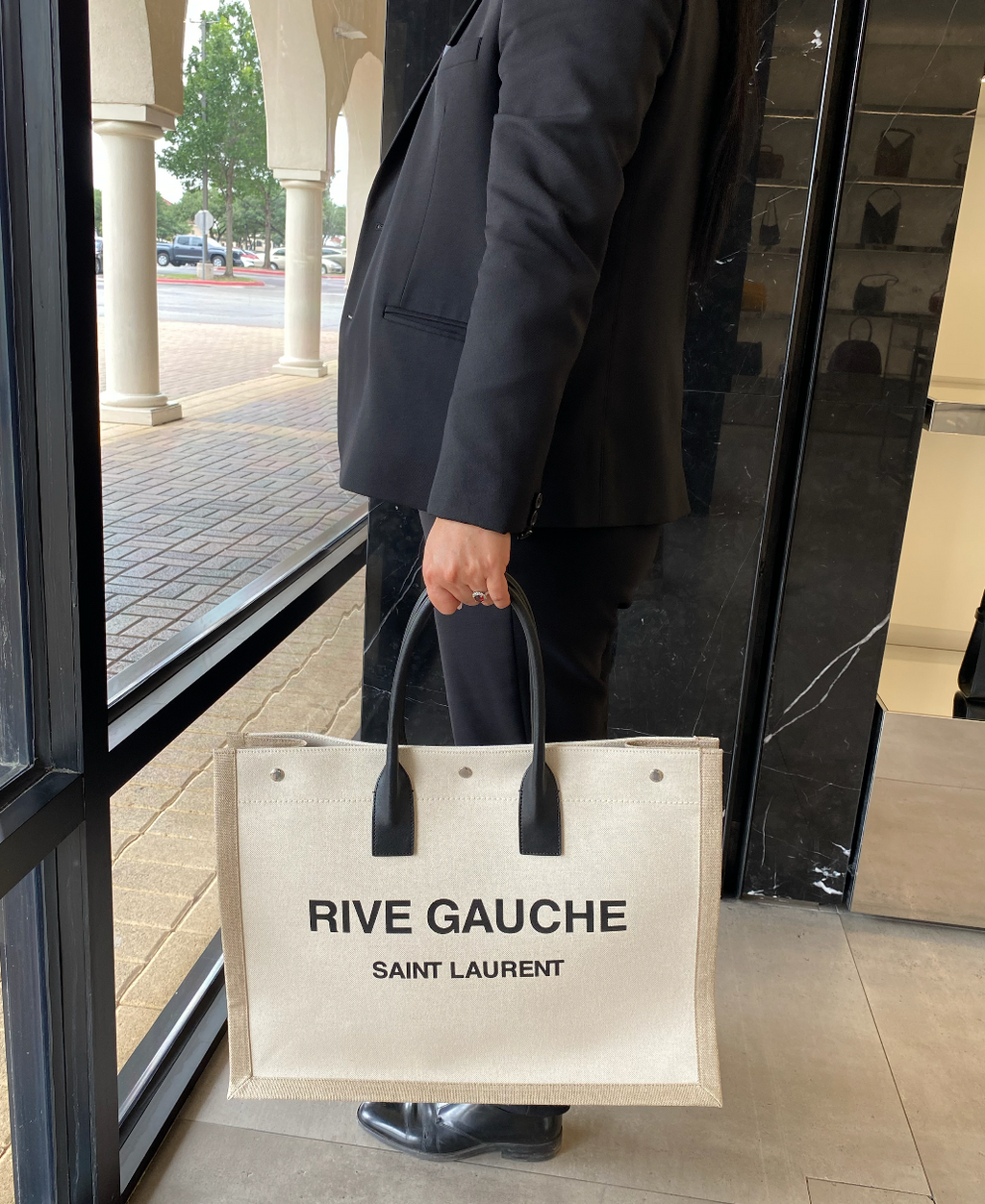 6943 - Saint Laurent Rive Gauche Canvas & Leather Tote - NWT
