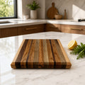 Handcrafted Edge Grain Cutting Board, Walnut Maple White Oak Tigerwood, 11.75 x 9.5 x 1.5 Inch