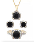 R.H. Macy's 3-Pc. Set Onyx & Diamond Accent Pendant Necklace, Ring and Stud Earrings in 14k Gold-Plated Sterling Silver
