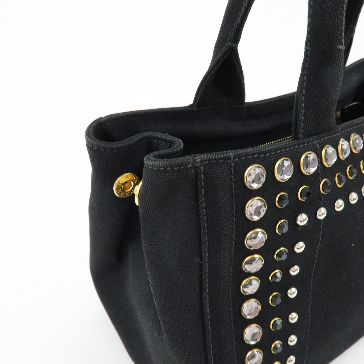 6749 - Prada Canapa Mini Canvas 2Way Tote Bag - Black