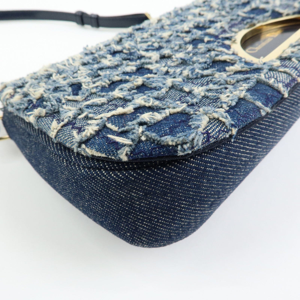 6157 - Christian Dior Maris Pearl Denim Patent Leather Shoulder Handbag