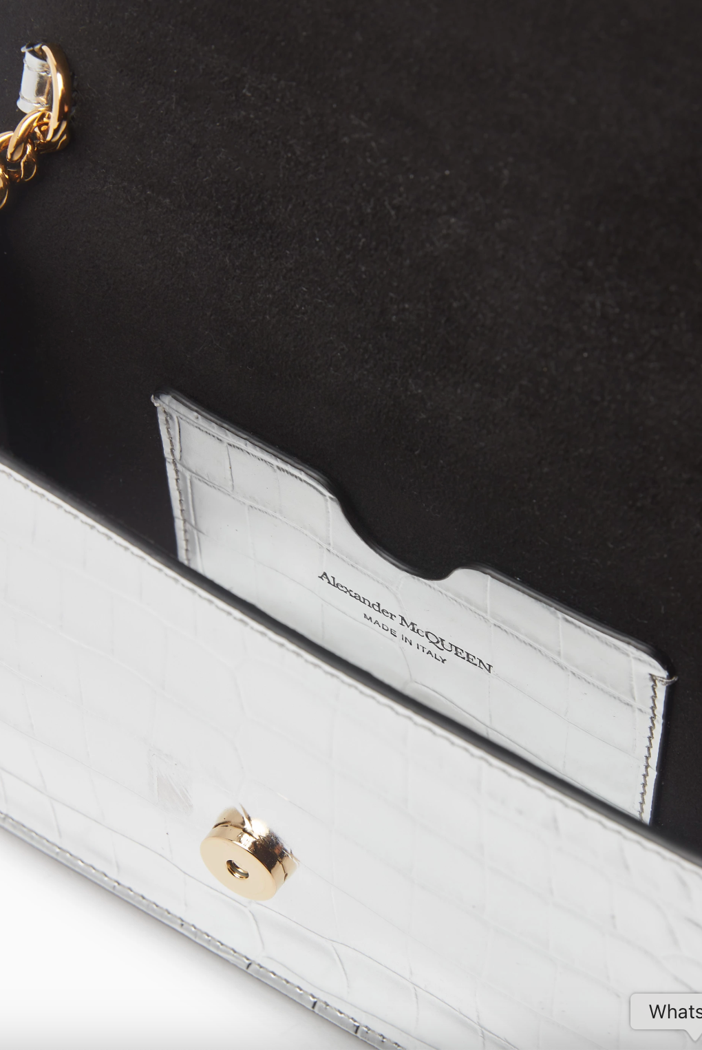 6964 - Alexander McQueen Croc-embossed Silver Skull Bag - NIB