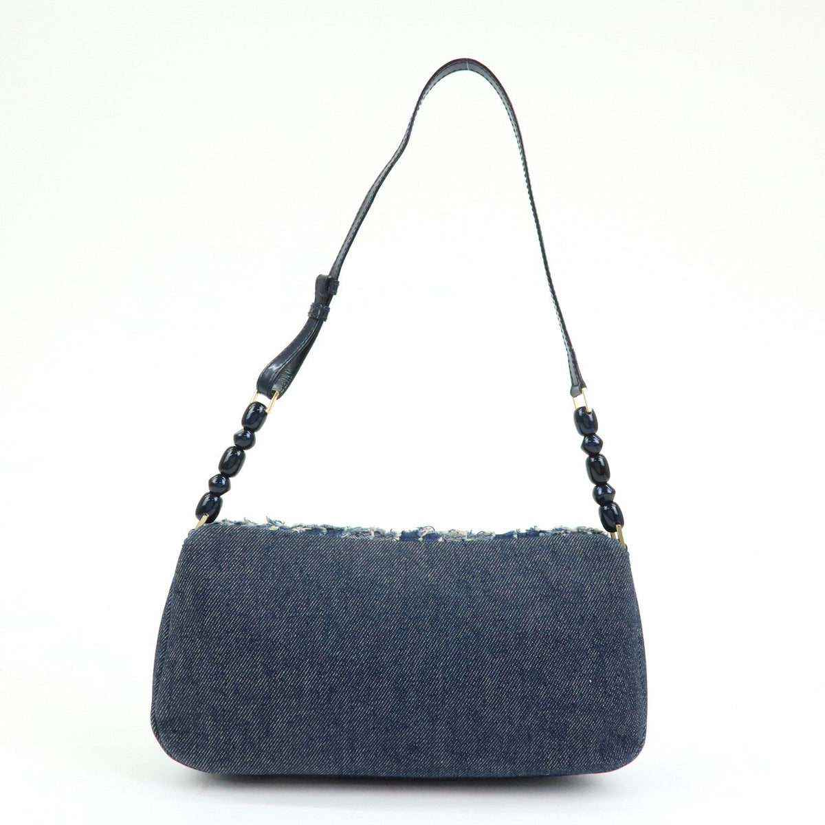 6157 - Christian Dior Maris Pearl Denim Patent Leather Shoulder Handbag