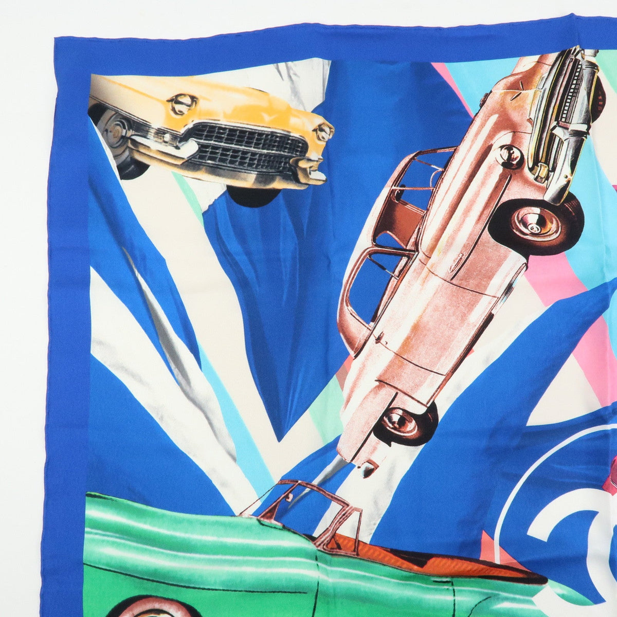 6177 - CHANEL Silk 100% Scarf Classic Car Print