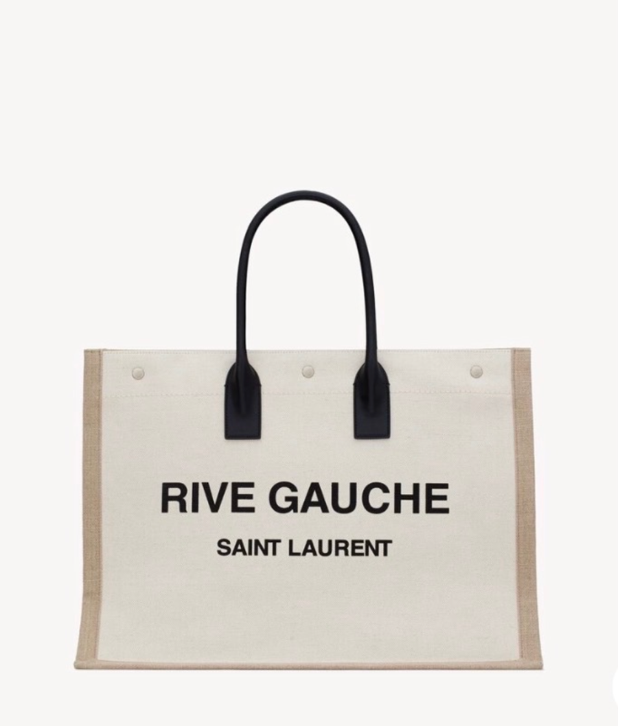 6943 - Saint Laurent Rive Gauche Canvas & Leather Tote - NWT
